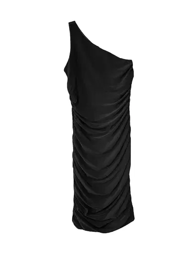 Un Deux Trois Girl's One-Shoulder Ruched Dress - Navy | Thumbnail 4 Un Deux Trois Girl's One-Shoulder Ruched Dress - Navy | Thumbnail 4