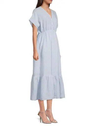 Harshman Women's Bexley Striped Linen Maxi Dress - White Blue Stripes - Size Small | Thumbnail 4 Harshman Women's Bexley Striped Linen Maxi Dress - White Blue Stripes - Size Small | Thumbnail 4