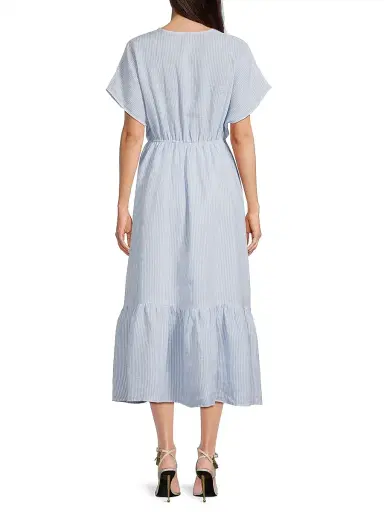 Harshman Women's Bexley Striped Linen Maxi Dress - White Blue Stripes - Size Small | Thumbnail 5 Harshman Women's Bexley Striped Linen Maxi Dress - White Blue Stripes - Size Small | Thumbnail 5