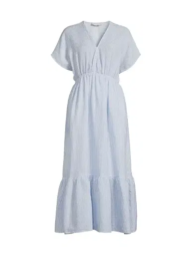 Harshman Women's Bexley Striped Linen Maxi Dress - White Blue Stripes - Size Small | Thumbnail 1 Harshman Women's Bexley Striped Linen Maxi Dress - White Blue Stripes - Size Small | Thumbnail 1