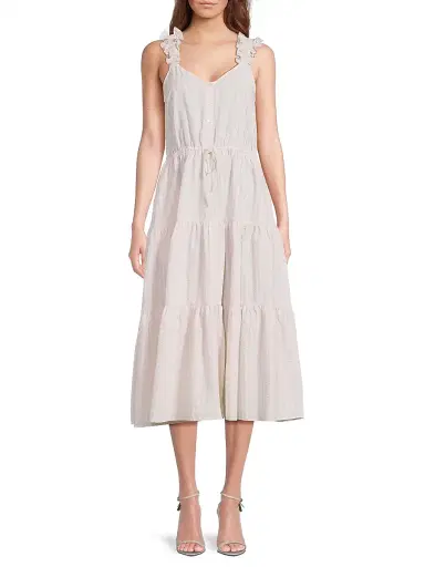Harshman Women's Ophelia Seersucker Midi-Dress - Cream Sandstone Stripes - Size Medium | Thumbnail 3 Harshman Women's Ophelia Seersucker Midi-Dress - Cream Sandstone Stripes - Size Medium | Thumbnail 3
