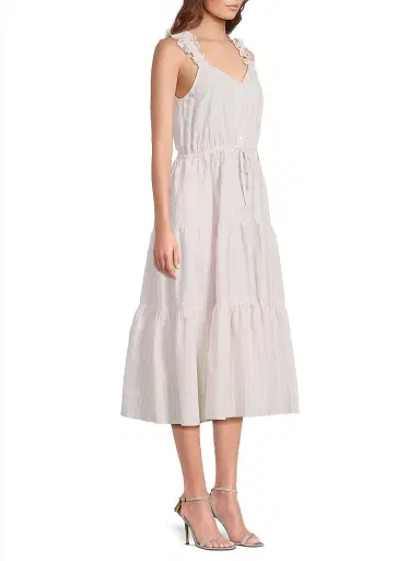 Harshman Women's Ophelia Seersucker Midi-Dress - Cream Sandstone Stripes - Size Medium | Thumbnail 4 Harshman Women's Ophelia Seersucker Midi-Dress - Cream Sandstone Stripes - Size Medium | Thumbnail 4