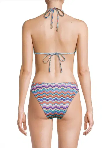 Milly Women's Barcelona Metallic Chevron Triangle Bikini Top - Blue Multi | Thumbnail 5 Milly Women's Barcelona Metallic Chevron Triangle Bikini Top - Blue Multi | Thumbnail 5