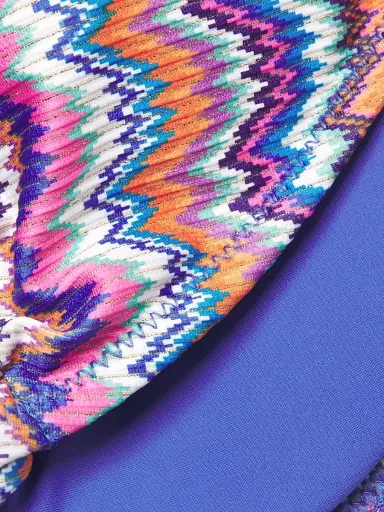 Milly Women's Barcelona Metallic Chevron Triangle Bikini Top - Blue Multi | Thumbnail 6 Milly Women's Barcelona Metallic Chevron Triangle Bikini Top - Blue Multi | Thumbnail 6