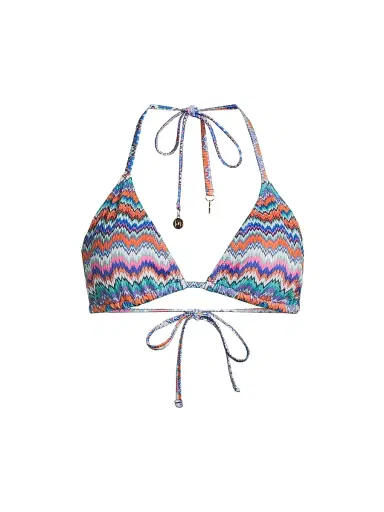 Milly Women's Barcelona Metallic Chevron Triangle Bikini Top - Blue Multi | Thumbnail 1 Milly Women's Barcelona Metallic Chevron Triangle Bikini Top - Blue Multi | Thumbnail 1