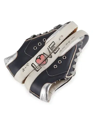 Golden Goose Boy's Super Star Laminated-Heel Sneakers - Blue White Silver 12.5 (Child) | Thumbnail 3 Golden Goose Boy's Super Star Laminated-Heel Sneakers - Blue White Silver 12.5 (Child) | Thumbnail 3