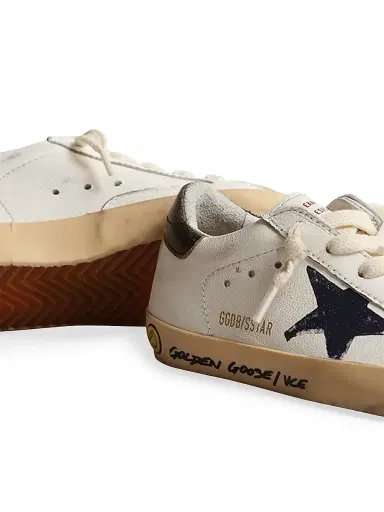 Golden Goose Boy's Super-Star Leather Low-Top Sneakers - White Navy Blue Black Tobacco 4 (Baby) | Thumbnail 4 Golden Goose Boy's Super-Star Leather Low-Top Sneakers - White Navy Blue Black Tobacco 4 (Baby) | Thumbnail 4