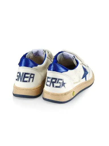 Golden Goose Boy's Ballstar Leather Laminated Star Sneakers - White Blue 2 (Child) | Thumbnail 2 Golden Goose Boy's Ballstar Leather Laminated Star Sneakers - White Blue 2 (Child) | Thumbnail 2