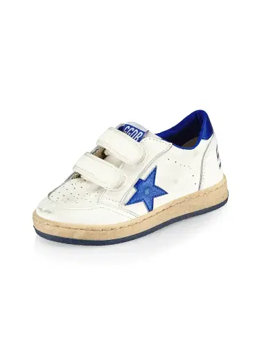 Golden Goose Boy's Ballstar Leather Laminated Star Sneakers - White Blue 2 (Child) | Thumbnail 3 Golden Goose Boy's Ballstar Leather Laminated Star Sneakers - White Blue 2 (Child) | Thumbnail 3
