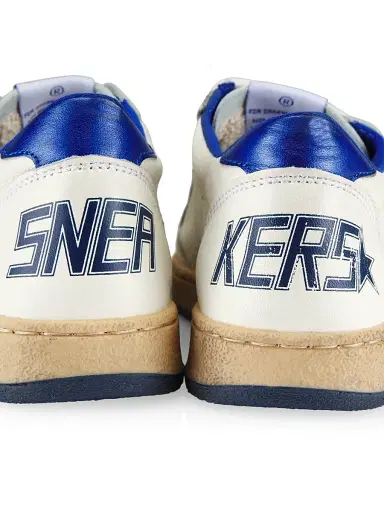 Golden Goose Boy's Ballstar Leather Laminated Star Sneakers - White Blue 2 (Child) | Thumbnail 4 Golden Goose Boy's Ballstar Leather Laminated Star Sneakers - White Blue 2 (Child) | Thumbnail 4