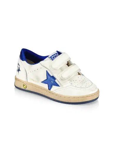 Golden Goose Boy's Ballstar Leather Laminated Star Sneakers - White Blue 2 (Child) | Thumbnail 1 Golden Goose Boy's Ballstar Leather Laminated Star Sneakers - White Blue 2 (Child) | Thumbnail 1