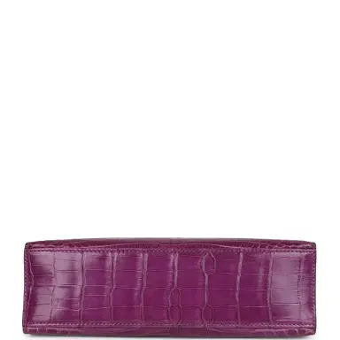 HERMÈS Pre-owned Hermes Kelly Pochette Violet Shiny Niloticus Crocodile Palladium Hardware | Thumbnail 6 HERMÈS Pre-owned Hermes Kelly Pochette Violet Shiny Niloticus Crocodile Palladium Hardware | Thumbnail 6