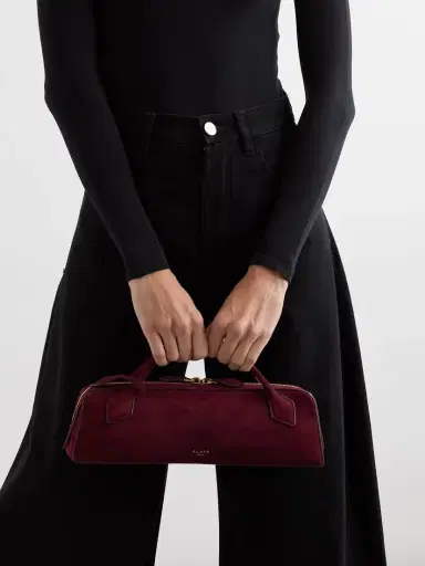 Alaïa Le Teckel Leather-trimmed Suede Clutch | Thumbnail 2 Alaïa Le Teckel Leather-trimmed Suede Clutch | Thumbnail 2