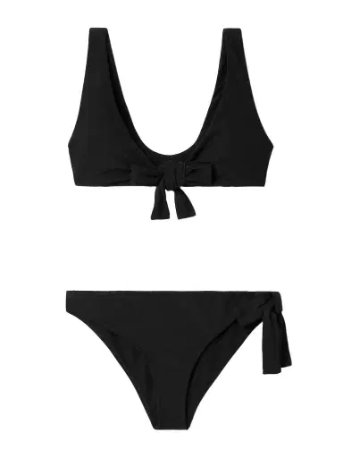 Lisa Marie Fernandez Tie-detailed Crepe Bikini | Thumbnail 1 Lisa Marie Fernandez Tie-detailed Crepe Bikini | Thumbnail 1