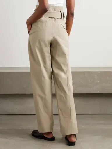 Bottega Veneta Belted Pleated Cotton-blend Straight-leg Pants | Thumbnail 3 Bottega Veneta Belted Pleated Cotton-blend Straight-leg Pants | Thumbnail 3
