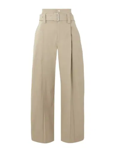 Bottega Veneta Belted Pleated Cotton-blend Straight-leg Pants | Thumbnail 1 Bottega Veneta Belted Pleated Cotton-blend Straight-leg Pants | Thumbnail 1