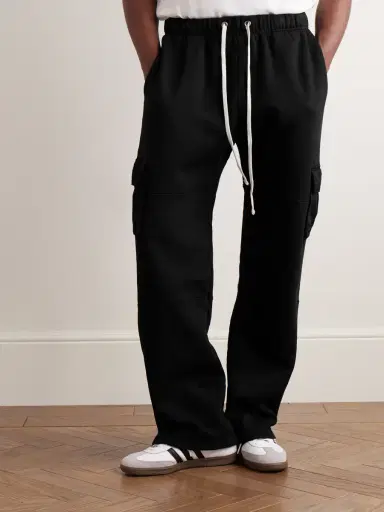 Les Tien Heavyweight Straight-Leg Structured-Fleece Cotton-Jersey Drawstring Cargo Trousers - Men | Thumbnail 3 Les Tien Heavyweight Straight-Leg Structured-Fleece Cotton-Jersey Drawstring Cargo Trousers - Men | Thumbnail 3