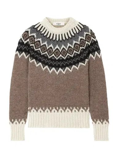 Chloé Fair Isle Alpaca, Merino Wool And Cashmere-blend Sweater | Thumbnail 1 Chloé Fair Isle Alpaca, Merino Wool And Cashmere-blend Sweater | Thumbnail 1