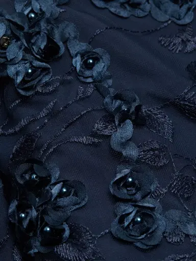 Badgley Mischka Women's Textured Off-The-Shoulder Gown - Navy | Thumbnail 6 Badgley Mischka Women's Textured Off-The-Shoulder Gown - Navy | Thumbnail 6