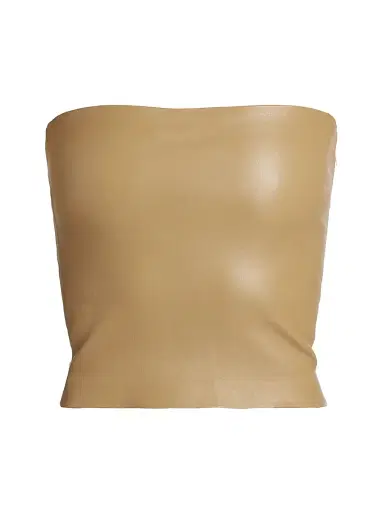 SPRWMN Women's Leather Tube Top - Khaki | Thumbnail 1 SPRWMN Women's Leather Tube Top - Khaki | Thumbnail 1