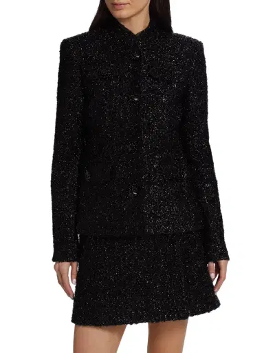Adam Lippes Women's Mayfair Metallic Tweed Jacket - Black | Thumbnail 2 Adam Lippes Women's Mayfair Metallic Tweed Jacket - Black | Thumbnail 2