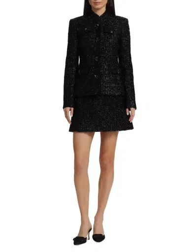 Adam Lippes Women's Mayfair Metallic Tweed Jacket - Black | Thumbnail 1 Adam Lippes Women's Mayfair Metallic Tweed Jacket - Black | Thumbnail 1