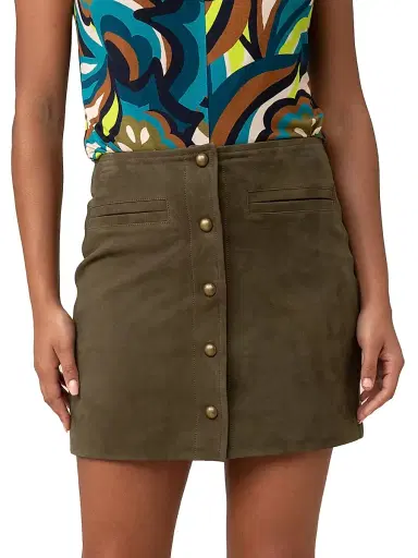 Trina Turk Women's East Village Suede Miniskirt - Dark Olive | Thumbnail 4 Trina Turk Women's East Village Suede Miniskirt - Dark Olive | Thumbnail 4