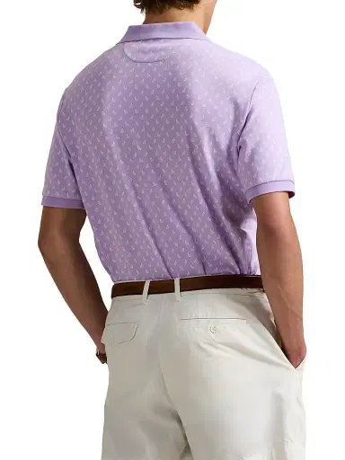 Polo Ralph Lauren Men's Custom-Slim Paisley Cotton Polo Shirt - Powder Purple Mini Paisley | Thumbnail 4 Polo Ralph Lauren Men's Custom-Slim Paisley Cotton Polo Shirt - Powder Purple Mini Paisley | Thumbnail 4