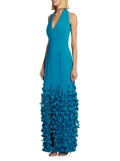Catherine Regehr Women's Techno Crepe Halter Gown - Peacock | Thumbnail 3 Catherine Regehr Women's Techno Crepe Halter Gown - Peacock | Thumbnail 3