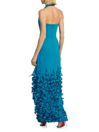 Catherine Regehr Women's Techno Crepe Halter Gown - Peacock | Thumbnail 4 Catherine Regehr Women's Techno Crepe Halter Gown - Peacock | Thumbnail 4