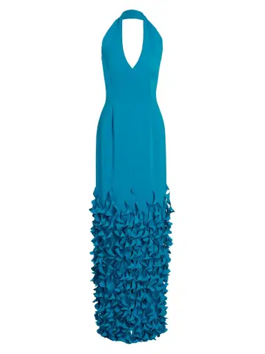Catherine Regehr Women's Techno Crepe Halter Gown - Peacock | Thumbnail 7 Catherine Regehr Women's Techno Crepe Halter Gown - Peacock | Thumbnail 7