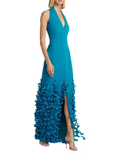Catherine Regehr Women's Techno Crepe Halter Gown - Peacock | Thumbnail 1 Catherine Regehr Women's Techno Crepe Halter Gown - Peacock | Thumbnail 1