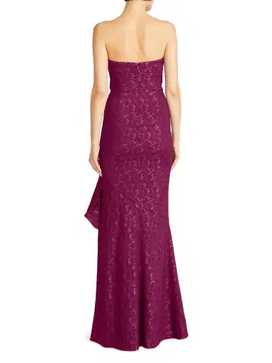 Theia Women's Aimee Stretch-Jacquard Strapless Gown - Sangria | Thumbnail 4 Theia Women's Aimee Stretch-Jacquard Strapless Gown - Sangria | Thumbnail 4