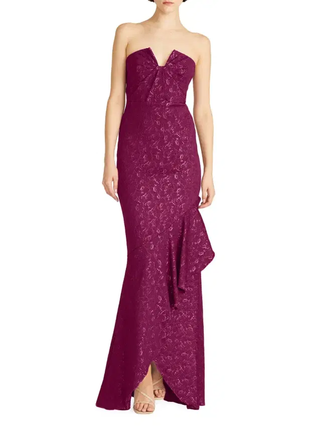 Women's Aimee Stretch-Jacquard Strapless Gown - Sangria Women's Aimee Stretch-Jacquard Strapless Gown - Sangria