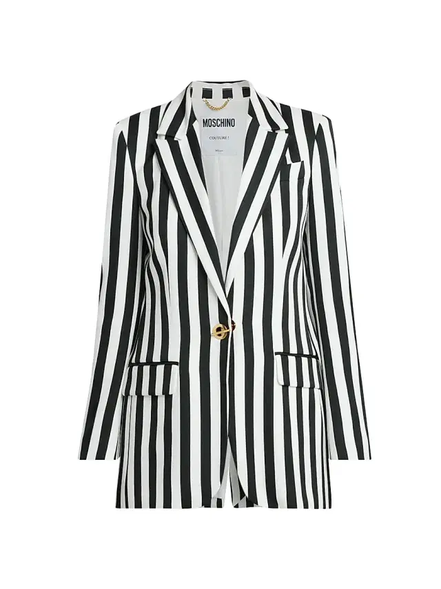 Women's Archive Stripes Tailored Jacket - Black White Women's Archive Stripes Tailored Jacket - Black White
