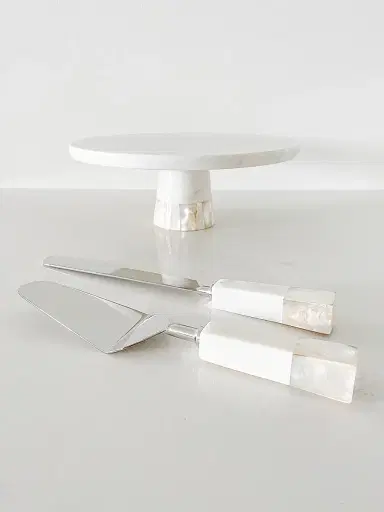 Anaya Mother Of Pearl Marble Cake Stand - White | Thumbnail 6 Anaya Mother Of Pearl Marble Cake Stand - White | Thumbnail 6