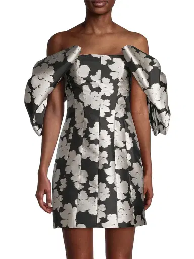 Toccin Women's Luna Puff-Sleeve Bow Minidress - Jet Optic Multi | Thumbnail 3 Toccin Women's Luna Puff-Sleeve Bow Minidress - Jet Optic Multi | Thumbnail 3