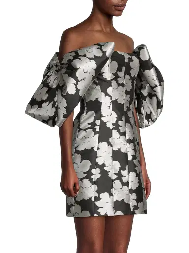 Toccin Women's Luna Puff-Sleeve Bow Minidress - Jet Optic Multi | Thumbnail 4 Toccin Women's Luna Puff-Sleeve Bow Minidress - Jet Optic Multi | Thumbnail 4