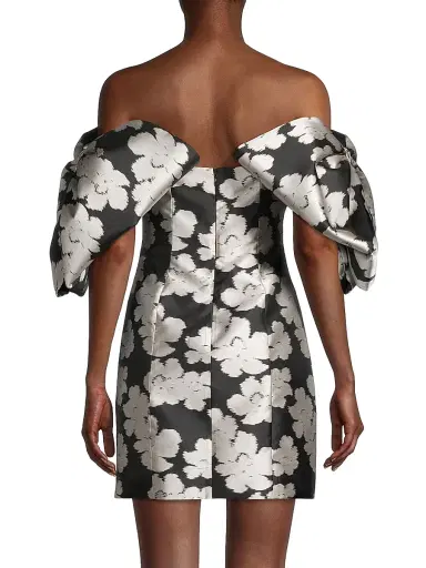 Toccin Women's Luna Puff-Sleeve Bow Minidress - Jet Optic Multi | Thumbnail 5 Toccin Women's Luna Puff-Sleeve Bow Minidress - Jet Optic Multi | Thumbnail 5
