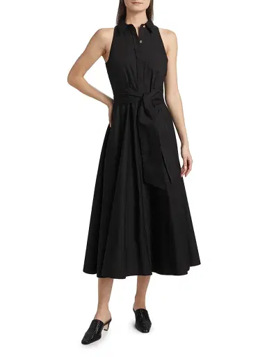 Toccin Women's Chelsea Stretch-Cotton Poplin Tie-Waist Shirtdress - Jet | Thumbnail 3 Toccin Women's Chelsea Stretch-Cotton Poplin Tie-Waist Shirtdress - Jet | Thumbnail 3