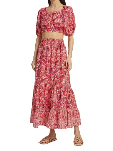 Cara Cara Women's Dana Crop Top - Paisley Border Spice | Thumbnail 2 Cara Cara Women's Dana Crop Top - Paisley Border Spice | Thumbnail 2