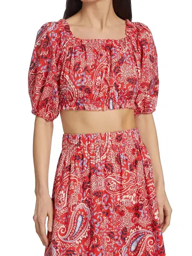Cara Cara Women's Dana Crop Top - Paisley Border Spice | Thumbnail 3 Cara Cara Women's Dana Crop Top - Paisley Border Spice | Thumbnail 3