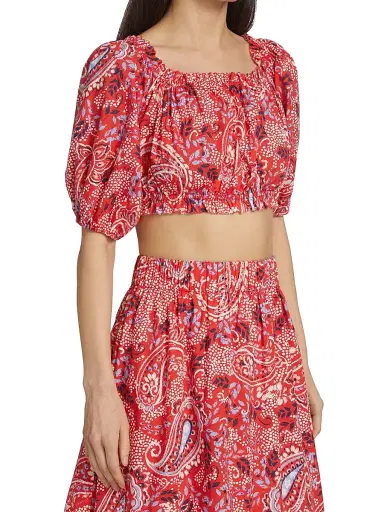 Cara Cara Women's Dana Crop Top - Paisley Border Spice | Thumbnail 4 Cara Cara Women's Dana Crop Top - Paisley Border Spice | Thumbnail 4