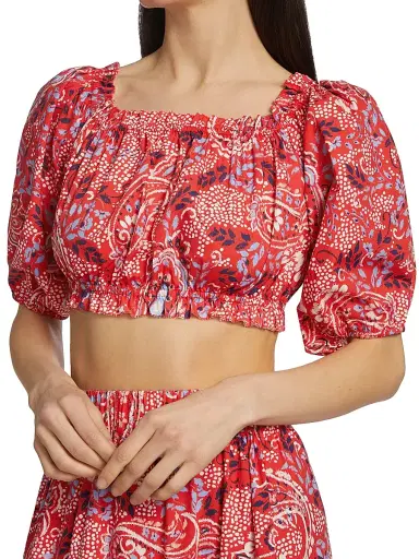 Cara Cara Women's Dana Crop Top - Paisley Border Spice | Thumbnail 6 Cara Cara Women's Dana Crop Top - Paisley Border Spice | Thumbnail 6