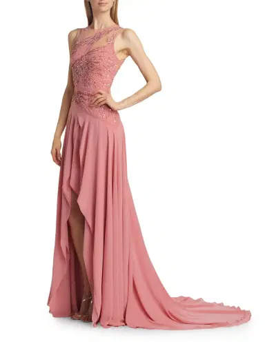 Atelier Prabal Gurung Women's Ginger Embellished Chiffon Draped Gown - Rose | Thumbnail 2 Atelier Prabal Gurung Women's Ginger Embellished Chiffon Draped Gown - Rose | Thumbnail 2
