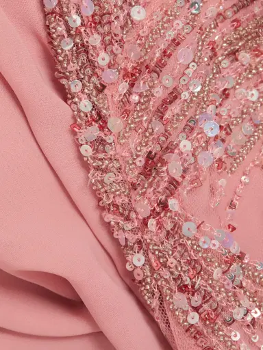 Atelier Prabal Gurung Women's Ginger Embellished Chiffon Draped Gown - Rose | Thumbnail 6 Atelier Prabal Gurung Women's Ginger Embellished Chiffon Draped Gown - Rose | Thumbnail 6