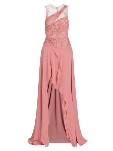 Atelier Prabal Gurung Women's Ginger Embellished Chiffon Draped Gown - Rose | Thumbnail 7 Atelier Prabal Gurung Women's Ginger Embellished Chiffon Draped Gown - Rose | Thumbnail 7