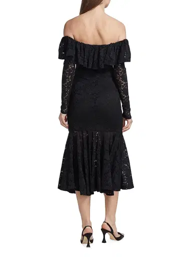 Caroline Constas Women's Alessia Off-The-Shoulder Lace Midi Dress - Black | Thumbnail 5 Caroline Constas Women's Alessia Off-The-Shoulder Lace Midi Dress - Black | Thumbnail 5