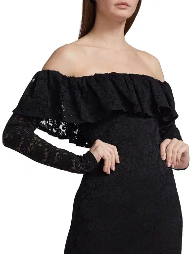 Caroline Constas Women's Alessia Off-The-Shoulder Lace Midi Dress - Black | Thumbnail 6 Caroline Constas Women's Alessia Off-The-Shoulder Lace Midi Dress - Black | Thumbnail 6