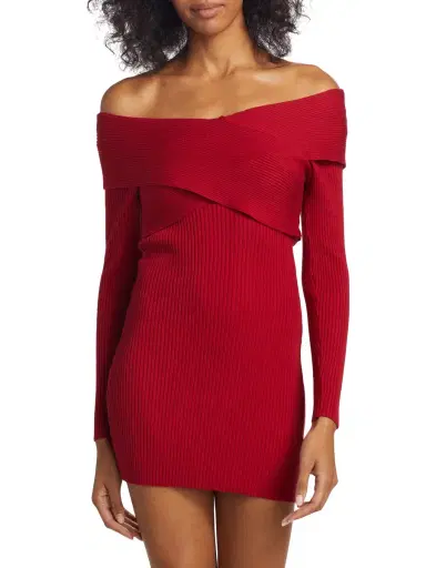 Line & Dot Women's Karrie Off-The-Shoulder Minidress - Burgundy | Thumbnail 2 Line & Dot Women's Karrie Off-The-Shoulder Minidress - Burgundy | Thumbnail 2